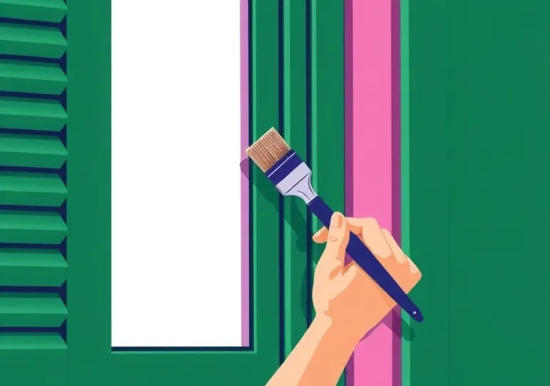 Mise en peinture au pinceau de volets et d'encadrements en bois